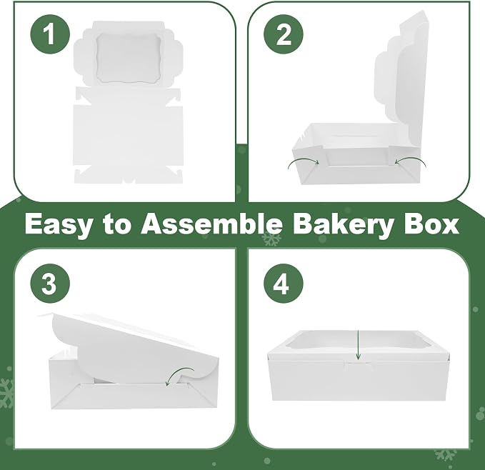 20pcs 8x6x2.5 Inch White Bakery Boxes Cookie Boxes with Window Treat Boxes Dessert Boxes for Cookie,Pastry,Macaron,Donut,Muffins,Chocolate,Cupcake and Candy Gift Giving