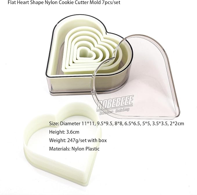 Multi-Shape Nylon Cookie Molds Round Square Star Plastic Geometry Biscuit Cutter Dough Mousse Bread Slicer DIY Bakery Utensils (Flat Heart)