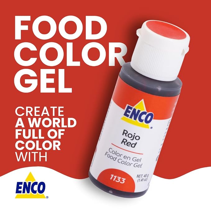 ENCO Food Coloring Gel Red 1.41 oz (40g) Concentrated, Vegan