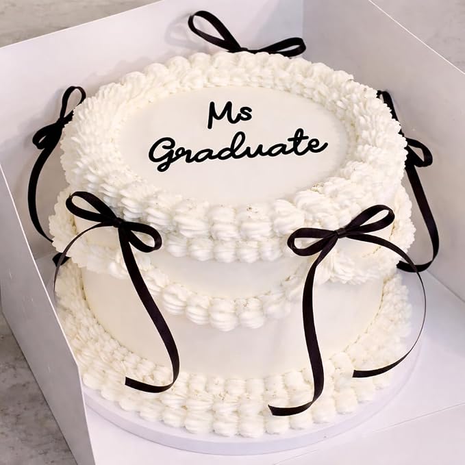 Ms Graduate Cake Topper 2026, Self Celebration Graduation Cake Decoration, Proud of Myself Grad Cake Topper, Black Acrylic Flat Topper for Girls Party Photoshoot (Ms graduate)