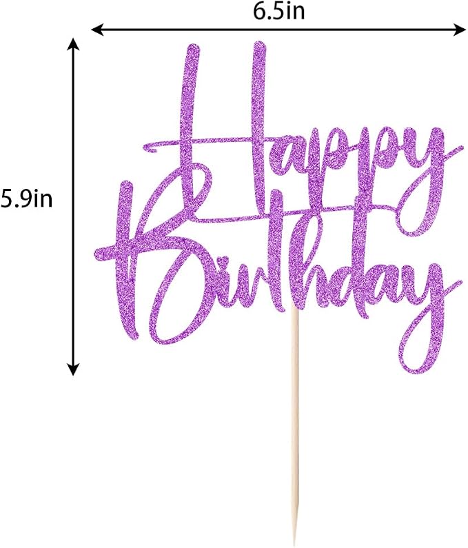 purple Happy Birthday Cake Topper, Happy Birthday Cake Bunting Deco, Baby Gender Reveal Party/Anniversary Party Decoration Supplies