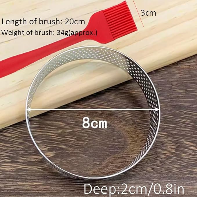 12Pack Tart Rings 3.15 Inch Perforated Tart Ring Stainless Steel, Round Mousse Cake Ring Metal Pastry Mold for Baking Cooking Pastries, small fruit tartet crust 8cm