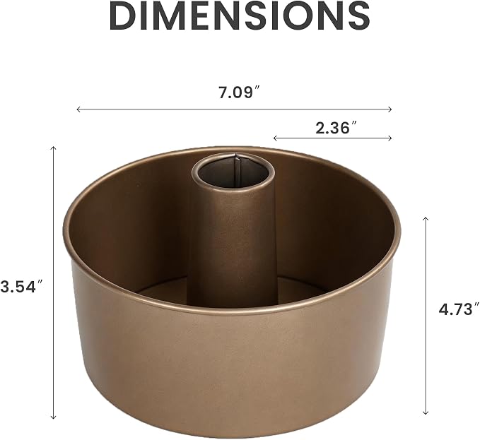 7 Inch Nonstick Tube Pan for Baking, Angel Food Cake Pan with Removable Bottom & Cooling Feet, Heavy Duty Carbon Steel Cake Pan for Pound Cake, Coffee Cake, Chiffon Cake and More