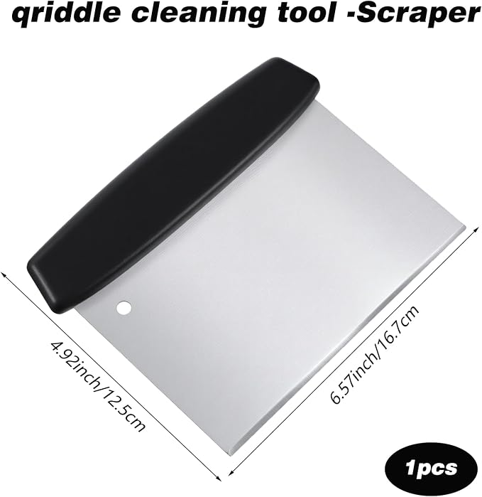 Ptwola Griddle Scraper Stainless Steel Heavy Duty Flat Top Grill Scraper Outdoor Barbecue Turners Tools Griddle Accessories Dough Cutter for Pizza Bread