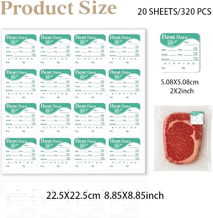 320 Pcs Date Label Stickers, Fresh Color Scheme Sticker Removable Food Labels Self-Adhesive Practical Stickers for Bottle Refrigerator Container