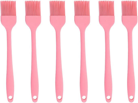 Silicone brush, Oil Brush for BBQ Kitchen Cooking Baking and Grilling (6 PCS,pink)