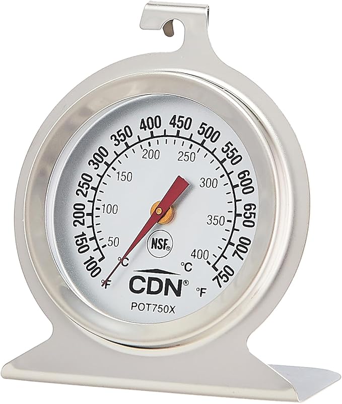 CDN High Heat Oven Thermometer | ProAccurate® | NSF Certified | 100-750°F Range | For Broiling, Roasting, High-Temp Cooking | Lab Glass Lens | POT750X