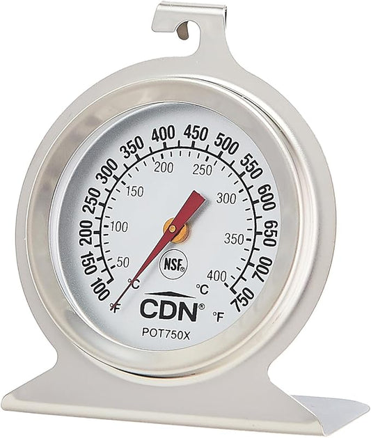 CDN High Heat Oven Thermometer | ProAccurate® | NSF Certified | 100-750°F Range | For Broiling, Roasting, High-Temp Cooking | Lab Glass Lens | POT750X