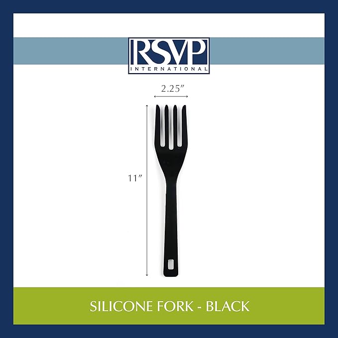 RSVP International (EFF-TQ) Silicone Flexible Fork, Black, 11" | Mixes Ingredients, Mashes Food, Whisks Eggs, & More | Dishwasher Safe & Heat Resistant | Baking, Serving, Mixing Made Easy