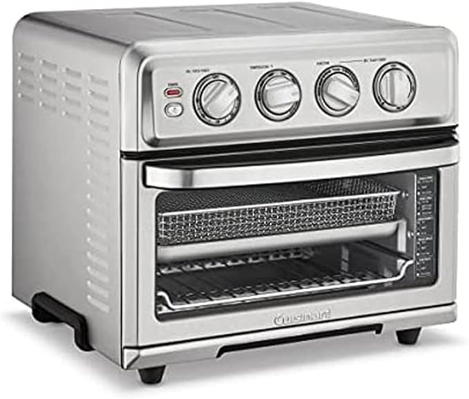 Cuisinart TOA-70 AirFryer Toaster Oven with Grill Stainless Steel Bundle with Deco Chef Pair of Red Heat Resistant Oven Mitt