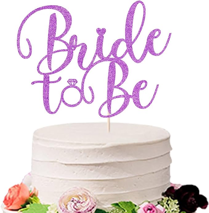 Glitter Bride to Be Cake Topper - Bridal Shower Cake Topper,for Wedding Shower/Engagement/Bachelorette/Hen Party Decorations (purple)