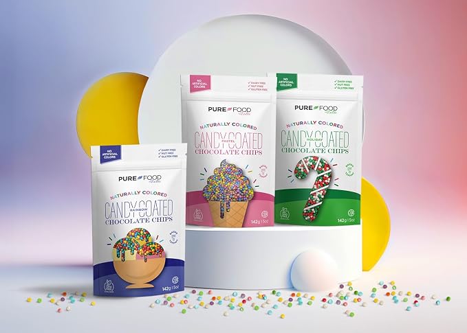 Pure Food By Estee, Rainbow Nonpareils | Vegan Sprinkles for Ice Cream | Dye Free Sprinkles | Rainbow Jimmies for Baking | Natural Sprinkles | Gluten Free, Dairy Free, Nut Free, 142g