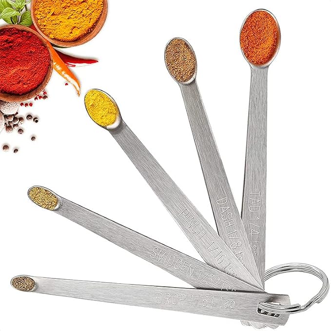 15 Pieces Measuring Cups and Spoons set, Includes 10 Stackable Measuring Cup with Lid and 5 Mini Stainless Steel Measuring Spoons, Teaspoons for Liquid and Dry, BPA Free, Dishwasher Safe