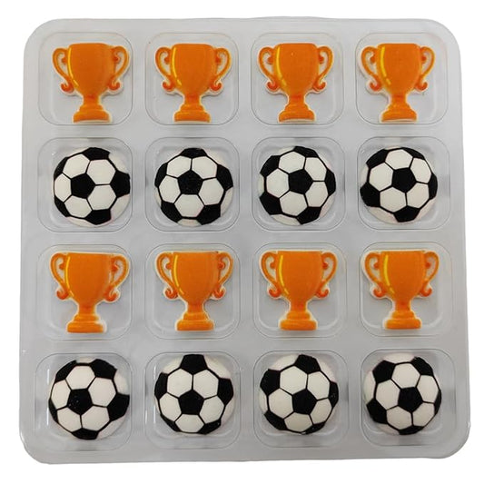 16 Pieces Soccer Cakes Decorations Edible World Cup Hard Sugar Icing Decorations Cupcake Toppers for Baking Cookie Ice Cream Candy Decoration