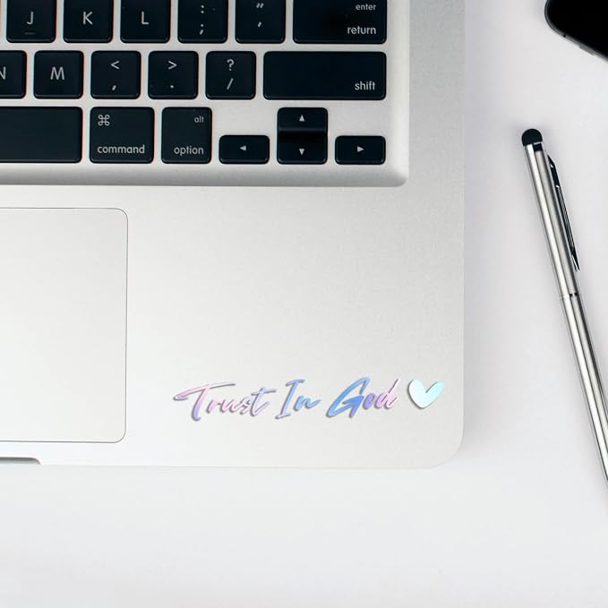 3 x Trust in God Car Mirror Decal Holographic Stickers for Cars Rearview Mirror Decal for Women Cute Decals Vinyl Affirmation Stickers for Window, Tumbler, and Water Bottle