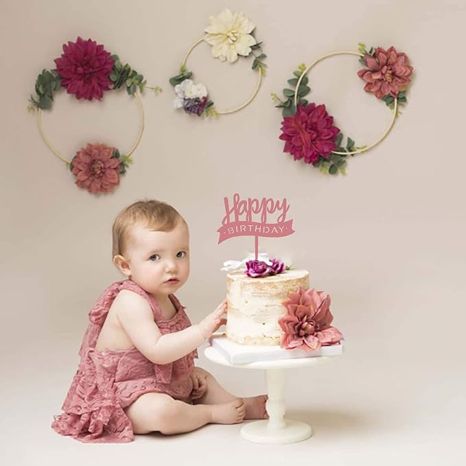 Acrylic Happy Birthday Cake Topper Birthday Cupcake Topper Cake Pick Decorations for Birthday Party Cake Desserts Pastries 4 Colors 7 Styles