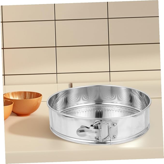 VALICLUD Stainless Steel Springform Cake Pan 9-inch Leakproof Baking Tray with Locking Latch Removable Bottom for Cheesecake and Home Kitchen Bakeware