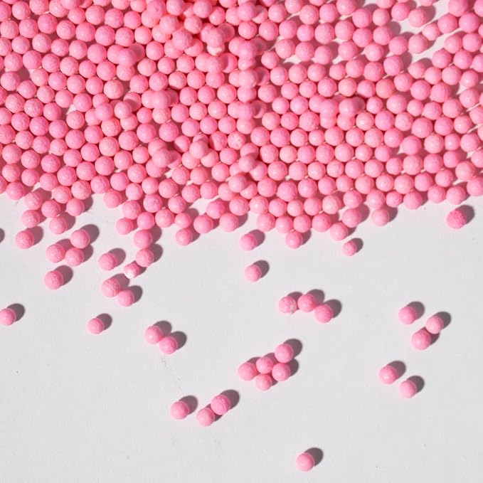 Nonpareils Sprinkles, White Edible Pearl Sprinkles for Cake Decorations, Baking, Ice Cream, Cookies, Cupcake Topper Edible Pearls Sprinkles - 2mm Matte White Sugar Pearls for Cake Decorating ( 130g/4.6oz )1 Bottle (2mm pink)