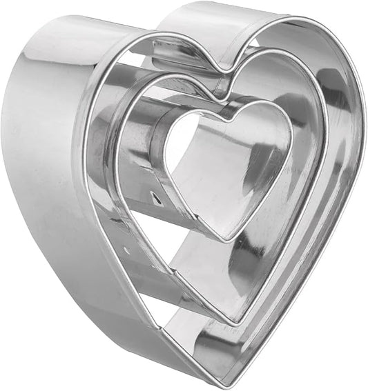 HARFINGTON 3Pcs Heart Cookie Cutters Set Assorted Sizes Stainless Steel Holiday Cookie Cutters Biscuit Mould for Pastry Fondant Cake Cookie