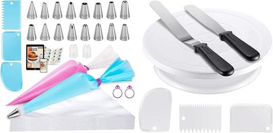 Kootek 6Pcs Cake Decorating Kit and 124Pcs Icing Piping Bags and Tips Set