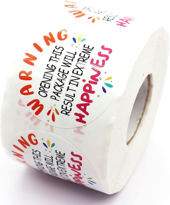 Handmade Thank You Small Business Stickers,Warning Opening This Package Happiness Stickers for Small Business Envelopes Package Packing 500 Labels Per Roll