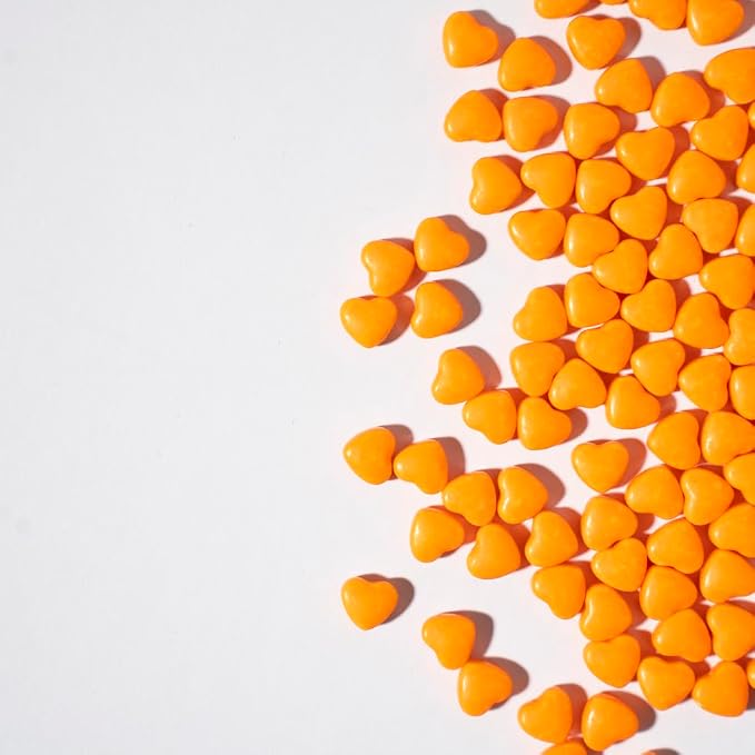 NIPEOR Orange Heart Sprinkles for Cake Cupcake Decorations,Edible Pearl Sprinkles 4.6oz/130g Edible Sprinkle Topping Sprinkles, Heart Sprinkles for Cake Decorating,Cupcake Sprinkles,Orange Sugar Candy Sprinkles (Orange Small Heart)