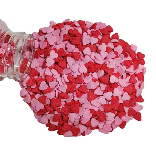 Eastron Edible Valentine Red Pink Heart Shapes Sprinkles for Cakes Decorating Heart Cupcakes Toppers for Baking, Cookies, Ice Cream