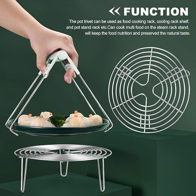 Round Steamer Rack and Cooling Rack,Stainless Steel Pot Trivet, Wire Steamer Kettle Rack Holder, Fit for Pots Cookware Pressure-Cooker Pans Up (20x7cm/7.87x2.76inch)
