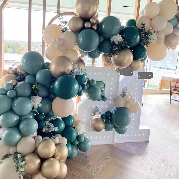 PartyWoo Slate Blue Balloons 100 pcs Different Sizes of 18 12 10 5 Inch Dusty Blue Green Boho Dark Teal Balloon Arch Kit Garland for Graduation Baby Shower Birthday Party Decorations Blue-F22