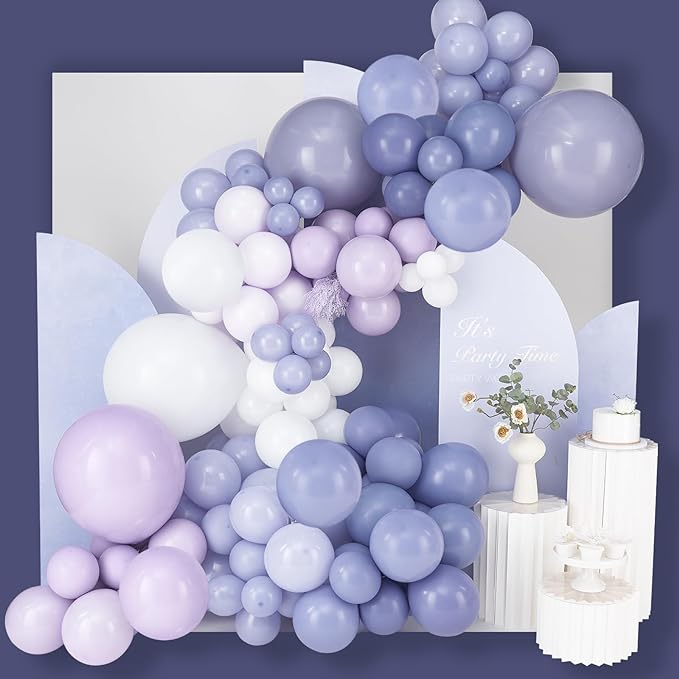 PartyWoo Purple Balloon Arch Kit Garland 140 pcs Shades of Purple Lavender Lilac Balloons Different Sizes of 18 12 10 5 Inch for Baby Shower Butterfly Wedding Birthday Fairy Party Decorations