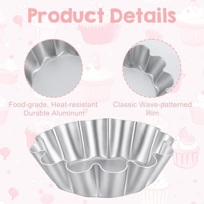 10 Pcs Ensaymada Molder Filipino, Large 4.5 Inch Round Cake Pan with Wave Edge – Traditional Aluminum Molds for Ensaymada, Bibingka, Torta, Puto & Filipino Desserts