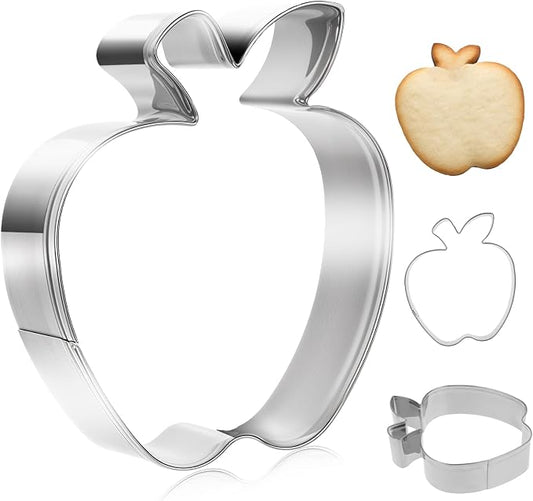 Molain Apple Cookie Cutter, 3.5 Inch Apple Cutter Fruit Cookie Cutters Apple Shapes Biscake Cutter for Graduation Fall Thanksgiving Back to School Themed Mold Stainless Steel