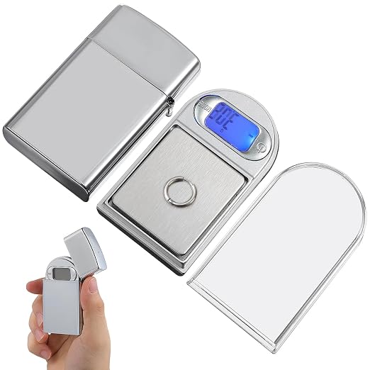 PRETYZOOM Mini Digital Jewelry Scale Lighter Shape Electronic Scale 200 Gram 0.01G Precision Portable Pocket with LCD Display Battery Powered for Jewelry Medicine Coins