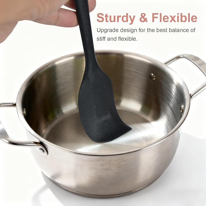 Silicone Spatula, Silicone Spatulas Heat Resistant, Food Grade Rubber Non-Stick Rubber Spatulas with Stainless Steel Core, for Baking, Cooking, Mixing (1, Grey, 8 * 1.6 inch)