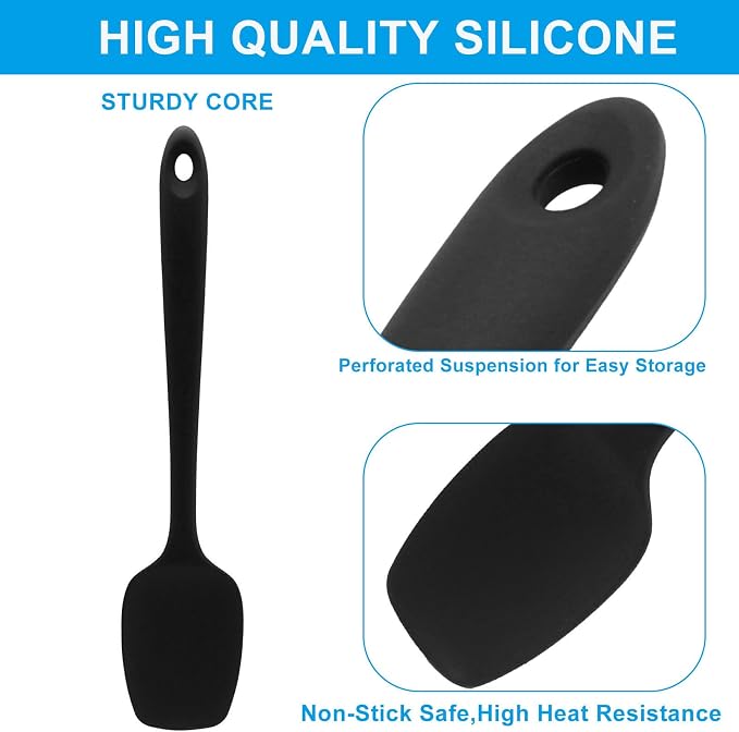 11in Heat Resistant Silicone Spatula,High Temp Flexible Kitchen Scrapers Food Grade Bowl Scrapers,Seamless Baking Supplies Scratch-Proof for Scraping Non-Stick Pans Cooking(Black2)