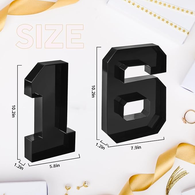 Cardboard Number for Charcuterie 16 Set Fillable Tray 10.2'' Black Charcuterie Paper Box for 16th Birthday Anniversary Party Decorations Chocolate Candy Cupcake Container