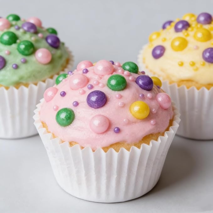 HeDeon&Rles Edible Preals Sprinkles for Baking Green Pink Yellow Purple Pearls Mix Sprinkles for Cake Cupcake Pancake Ice Cream Decoration