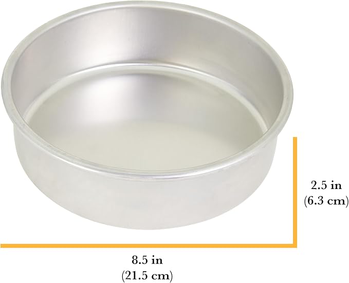 Chicago Metallic 8 Inch Round Cake Pan, Heavy-Gauge Recycled Aluminum Baking Pan with Wire-Reinforced Rim for Even Baking, Layer Cakes, Cheesecakes, Casseroles and Quiches