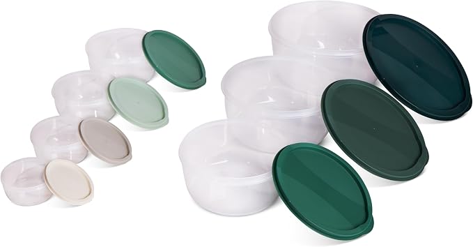 Core Kitchen 14 Piece Round Nested Food Storage Bowl Set - Sage Ombre