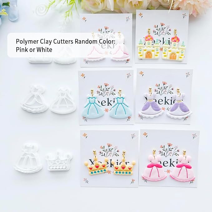 11-Piece Princess Theme Clay Cutters Set - Dress, Crown, Castle & Shoe Shapes for DIY Modeling, Polymer Clay Art, Earring & Craft Making, Creative Hobbyist Tools