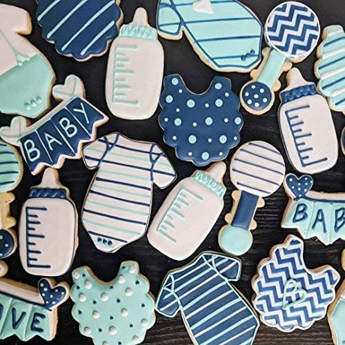 Ann Clark 7-Pc. Baby Shower Cookie Cutter Set, Made in USA, Baby Onesie, Footie Pajamas, Bottle, Rattle, Bib, Footprint and Carriage