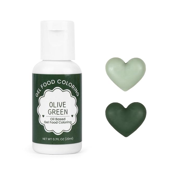 Oil Based Food Coloring for Chocolate, 20ml Edible Olive Green Oil Based Food Coloring Gel for Cake Decorating, Sugar, Candy Melts, Baking, Cookies, Icing Frosting, Meringues, Cream- 0.7 Fl. Oz(Olive Green)