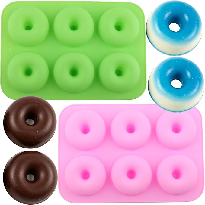 6 Cavity Donut Silicone Chocolate Molds Doughnut Pan Mold For Chocolate Candy Set Of 2