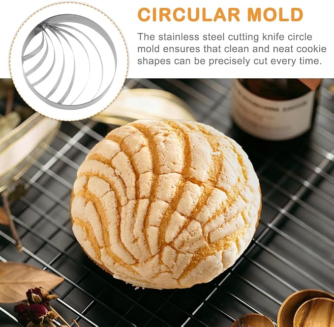 Concha Cutter Set, Mexican Bread Mold With 5 Sizes Pig Cookie Cutters, Concha Stamp Two Sided Mold for Baking Cookies Bread Cake Biscuit, Moldes Para Marcador De Conchas(COLOR:Silver)
