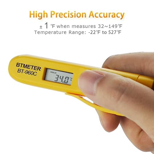 Mini Digital Infrared Thermometer - BTMETER BT-960C Temperature Pen with Pocket Clip Instant Read to 527℉ Auto Off for Meat Candy Cooking Food Grill Kitchen BBQ Candy Wine(NOT for Human Temp)