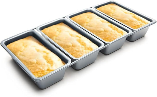 Fox Run Loaf Pan, Linked Non-Stick Mini Bread Pans, Set of 4