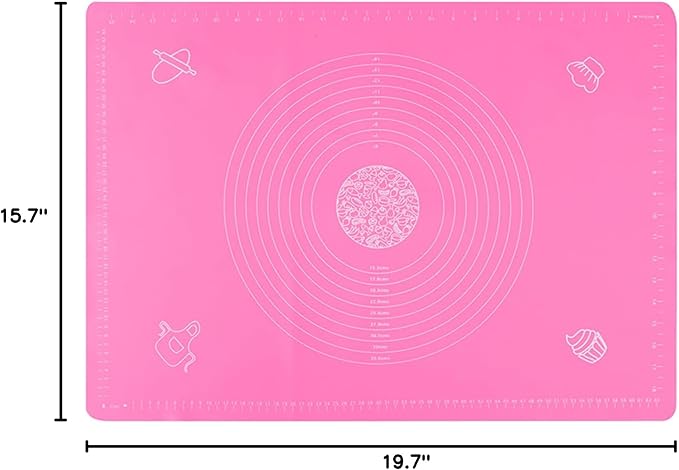 Silicone Baking Mat with Measurements, Non-Slip Non Stick Pastry Mat Sheetfor for Dough,Pastry, Bread, Cookies, Pizza, Fondant, Pasta