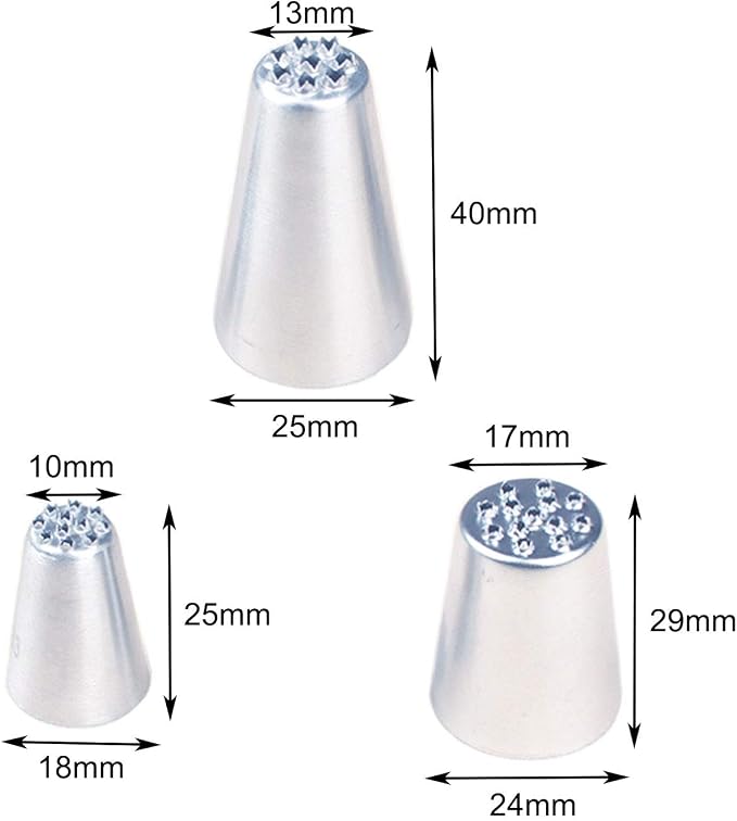 5 Pieces Large Piping Tips Set and 3Pcs Russian Grass Cream Tips DIY Decor Baking Tool, Stainless Steel Piping Nozzles Kit for Pastry Cupcakes Cakes Cookies Decorating