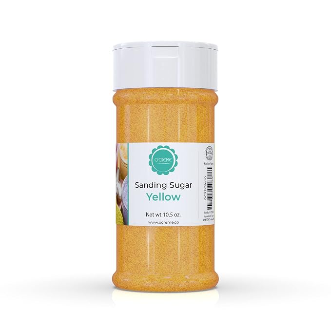 O’Creme Sanding Sugar for Cookie Decorating – Eye-Catching Golden Yellow Sugar Crystals for Unique Cake Toppings – Extra Sugar for Cake Toppings, Cupcakes and Cookies – Ideal Decoration Solution - 10.5 Ounce, Golden Yellow