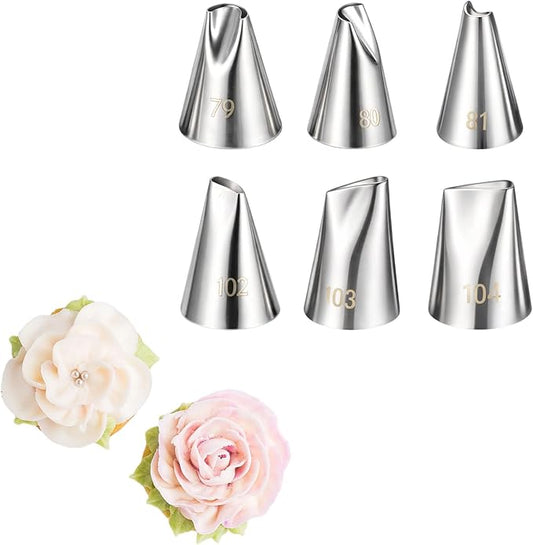 6Pcs 79 80 81 102 103 104 Cake Piping Tips, Cake Decorating Supplies Piping Tips